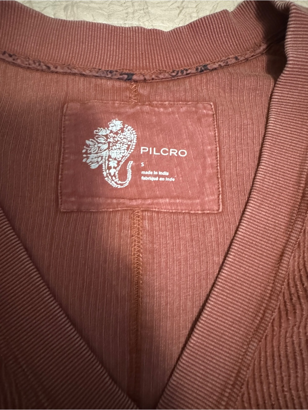 Pilcro Rust-Tone Ribbed V-Neck Sweater - Picture 2 of 4